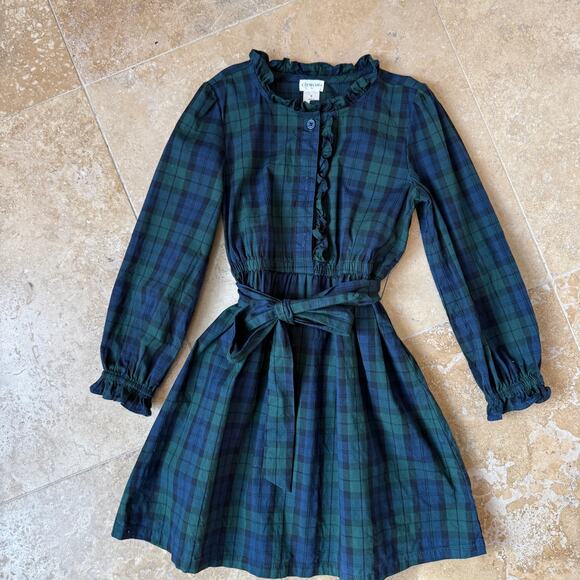 J.Crew Crewcuts Girls 6 Green/Blue Plaid Holiday Christmas Dress Preppy Cottage - Picture 1 of 6